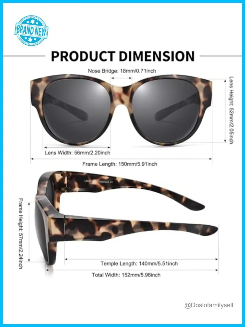 Polarized Fit Over Glasses Sunglasses UV400 Cat Eye TR90 Frame